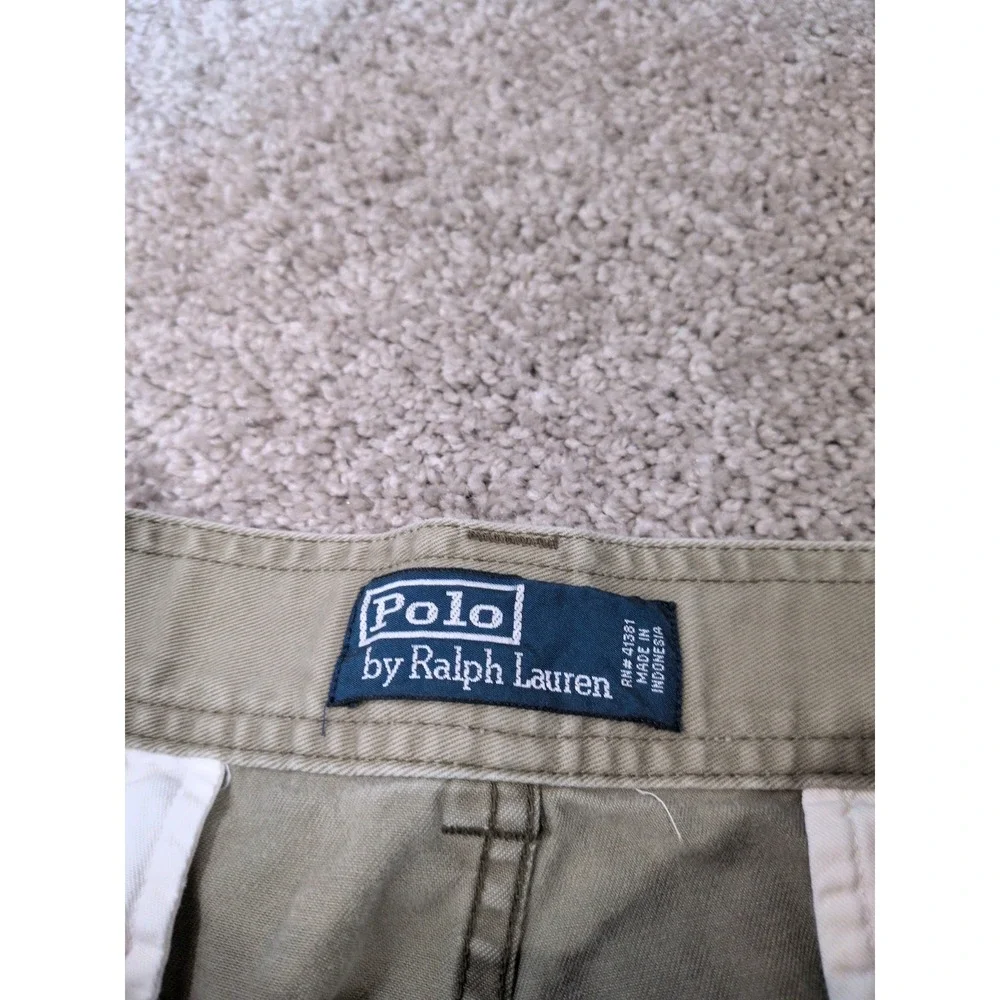 Polo Ralph Lauren Mens Olive Green Cotton Twill Cargo‎ Shorts Size 34 Utility